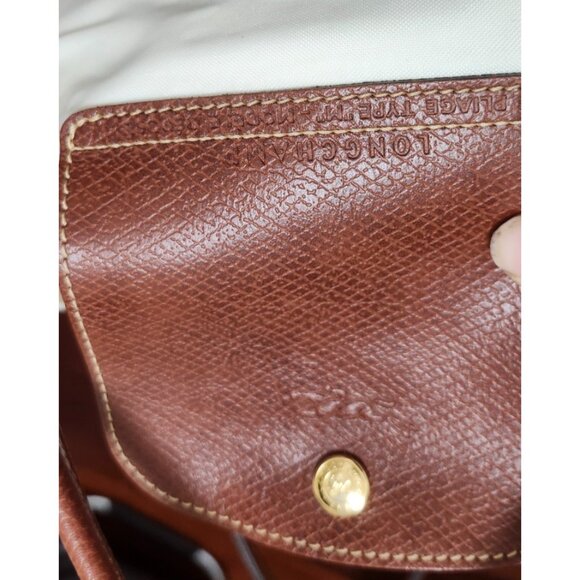 Longchamp White/Brown Nylon And Leather Le Pliage Tote - Picture 9 of 16